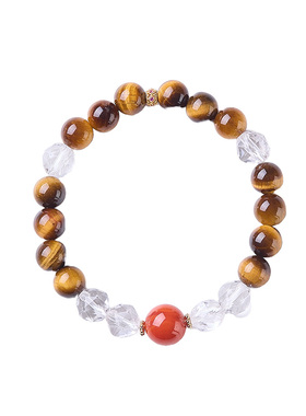 虎眼石白水晶手串男女款招财转运