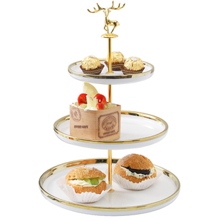 水果盘家用客厅茶几轻奢风多层零食糖果盘子前台下午茶餐具点心架