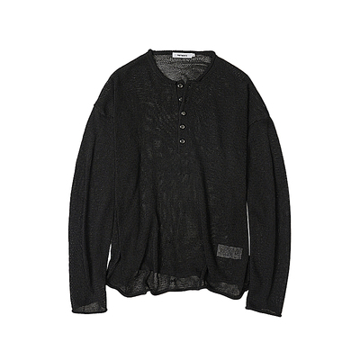 复古解构慵懒透气亨利领针织衫