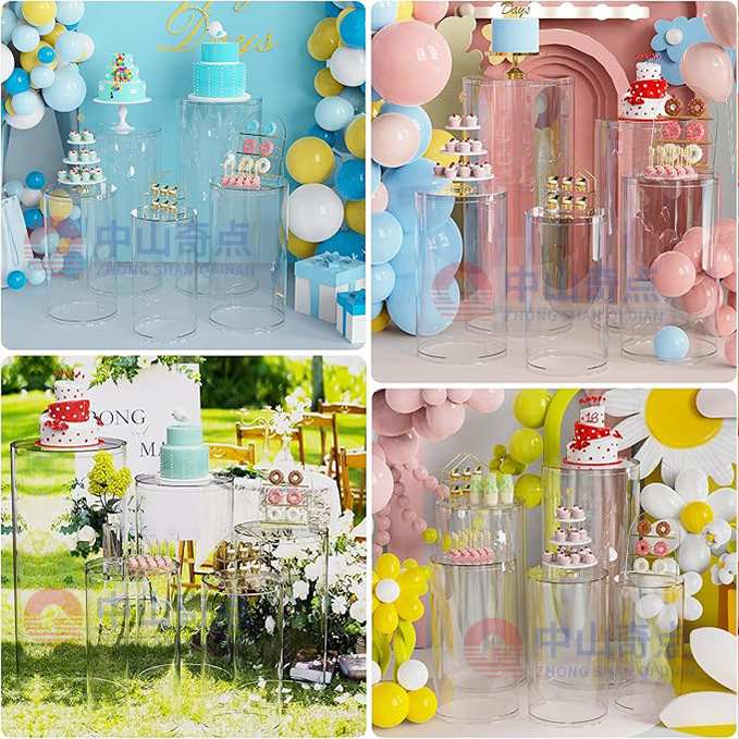亚克力透明甜品台蛋糕圆柱装饰生日派对底座圆筒展示架支架婚礼