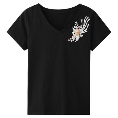 v领短袖2024年夏季新款女装气质