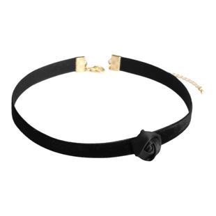 vintage黑色玫瑰花复古优雅丝绒项圈choker晚会配饰脖子项链颈带