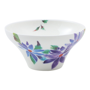 日式田园骨瓷家用面碗6寸高脚防烫陶瓷斗笠碗大碗汤碗创意拉面碗