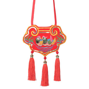 刺绣鸳鸯龙凤锁订婚锁空袋子情侣荷包同心锁结婚喜庆佩戴挂饰挂脖