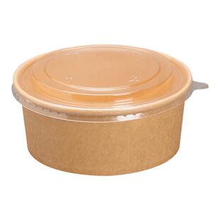 一次性牛皮纸碗餐盒沙拉碗外卖打包盒圆形卤肉烤肉饭盒商用食品级