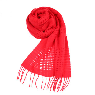 鹿王羊绒围巾女经典红色镂空时尚披肩白色百搭秋冬保暖民族风围脖