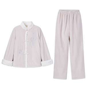 RoseTree国风睡衣套装女冬季古风新中式汉服珊瑚绒加绒加厚家居服