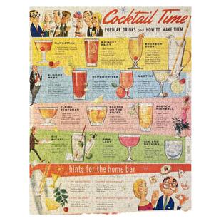 Cavallini拼图1000片美国进口美式复古成人益智玩具鸡尾酒图鉴