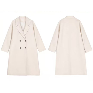 中长款毛呢外套女学生秋冬季日系灯笼袖过膝大衣显瘦韩版风衣宽松