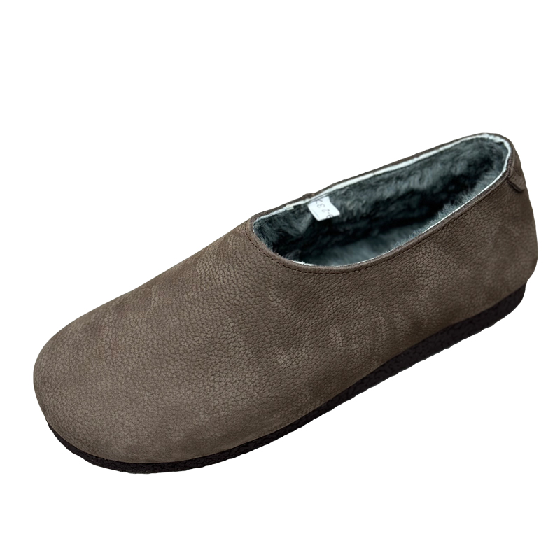 冬季真皮勃肯鞋女加绒加厚大棉鞋保暖奶奶鞋软底女鞋复古豆豆鞋子