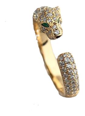 豹子开口满钻戒指925纯银