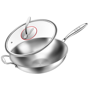 德国奥德硕炒锅316L不锈钢不粘锅家用炒菜锅少油烟大尺寸38cm炒锅
