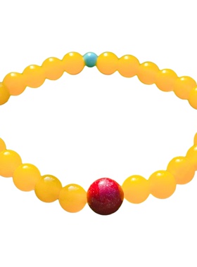 天然黄玛瑙紫金砂松石手串礼物