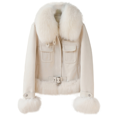 狐狸毛皮草保暖毛领鹅绒羽绒外套