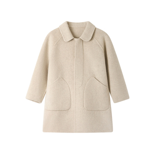 OPCP女童双面羊绒大衣秋冬新款儿童呢子外套亲子羊毛呢保暖中长款