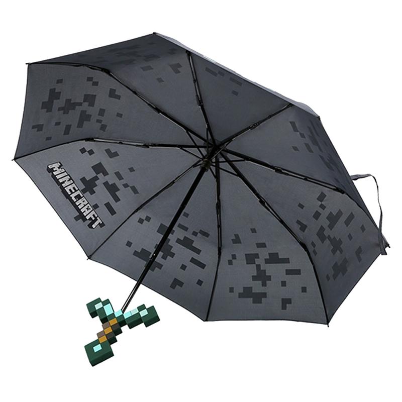 现货我的世界周边二次元钻石剑雨伞三折自动挡伞儿童生日礼物