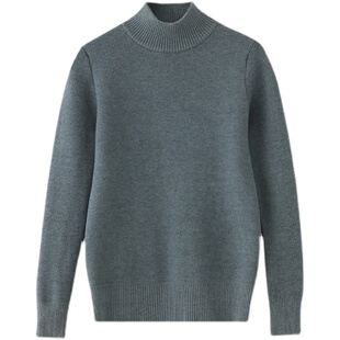 韩版半高领毛衣女秋冬修身针织衫保暖打底衫灰色内搭显瘦上衣外穿