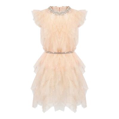 CEECUBED重工荷叶边无袖连衣裙