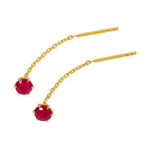 若华珠宝灵灼=刻面红宝石耳环女天正品然黄18K金小众设计师款定制