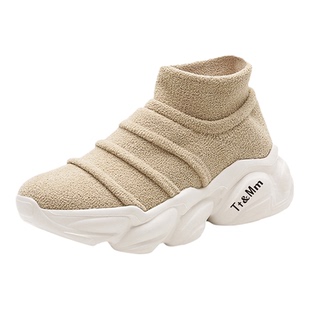 Tt&Mm/汤姆斯保暖毛毛高帮鞋松糕秋冬款一脚蹬厚度增高运动休闲鞋