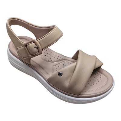 康莉羊皮一字带厚底露趾凉鞋女