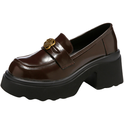 星期六时尚气质百搭超火单鞋棕色