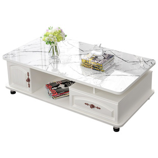 圆角茶几客厅家用小户型轻奢现代简约电视柜组合茶桌玻璃茶几桌子