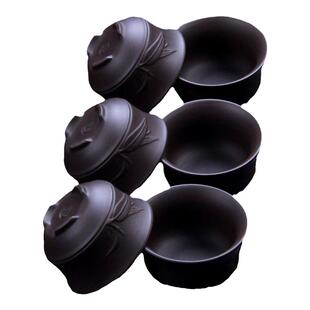 紫泥红泥品茗杯子喝茶杯紫砂单个主人杯小茶杯6只装泡茶杯茶杯