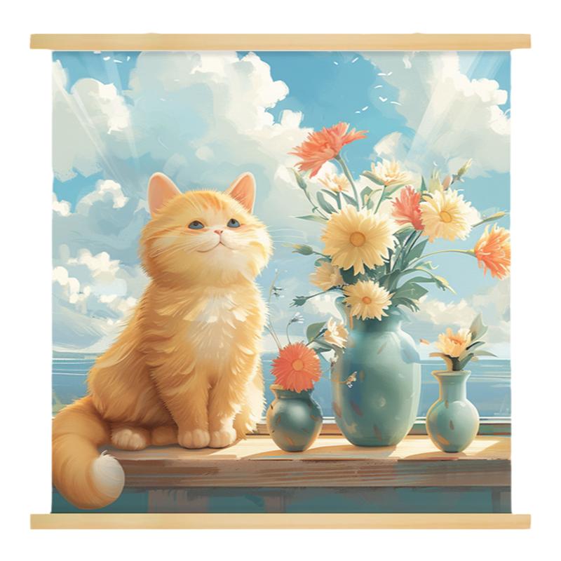 治愈宠物可爱卡通猫咪狗装饰画挂画儿童房客厅卧室电表箱遮挡遮丑