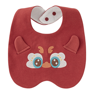 新生婴儿纯棉口水巾春秋季红色满月围兜宝宝防水吐奶过新年围嘴巾