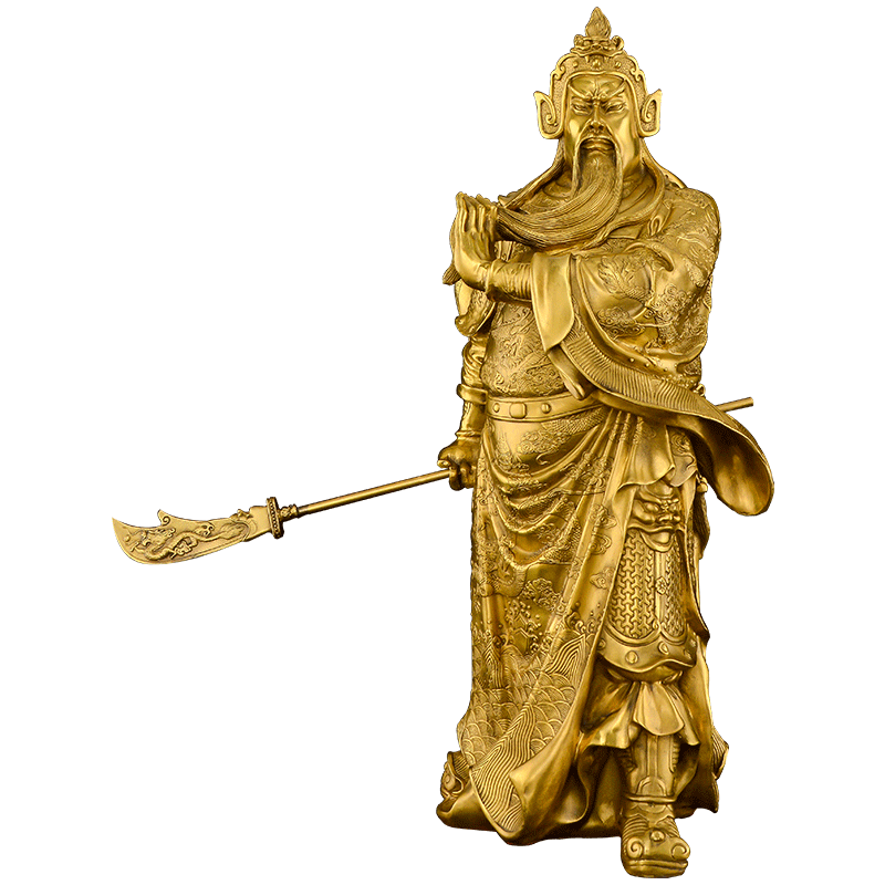 黄铜武财神关公铜像摆件