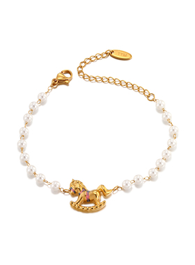 旭平小马仿珍珠拼接木马手链