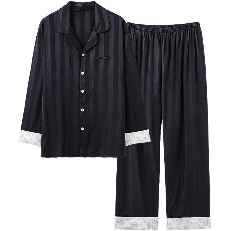 思莉太太国风冰丝黑色情侣家居服