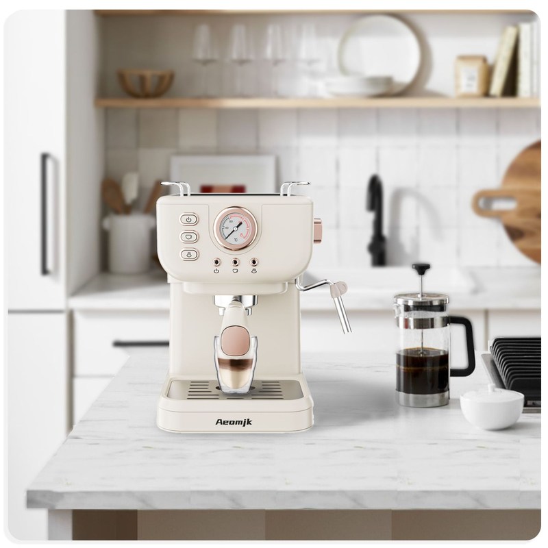 跨境20BAR家用半自动一体复古高压奶泡式萃取式咖啡机打浓缩压力