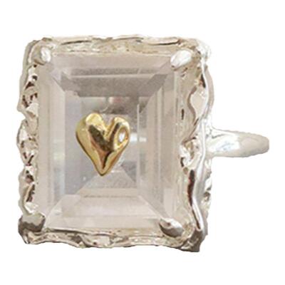 MINTTHERAPY液态肌理白水晶戒指