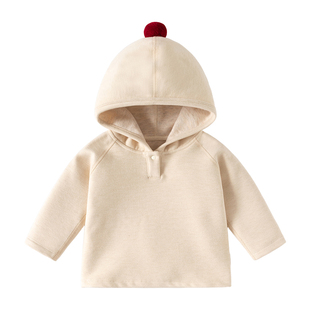 Oak mont男童卫衣儿童双面羊毛绒秋冬上衣婴儿圣诞毛球巫师帽衣服