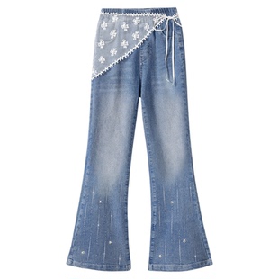 it GROUNDZERO女童裤子儿童牛仔裤女大童洋气百搭喇叭裤2026新款