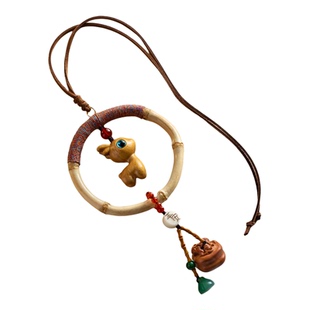 新款天然竹节高级车载挂饰创意柿柿如意平安汽车饰品挂件装饰礼物