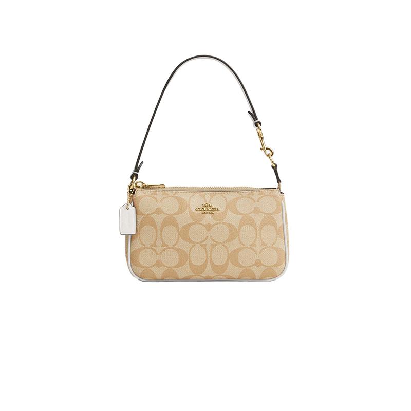 【自营】COACH/蔻驰女士经典印花小号麻将包手拎手提包卡其C3308