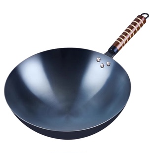 无涂层轻薄铁锅老式大马勺摆地摊炒粉炒饭炒面猛火灶专用爆炒铁锅