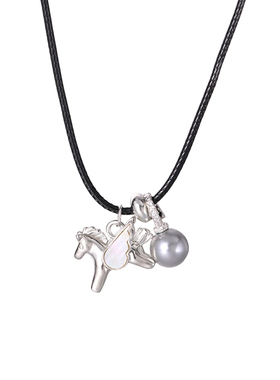 白贝母小马年吊坠项链女