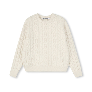 PRE PREWORKS慵懒随意麻花肌理感软糯加厚圆领套头毛衣