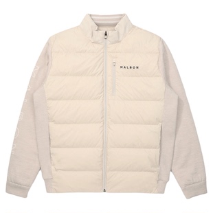 25冬季韩国MALBON高尔夫男装运动休闲立领长袖外套针织拼接羽绒服