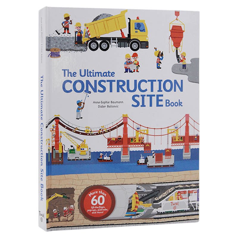 建筑工地手册进口英文原版The Ultimate Construction Site Book 抽拉翻翻书施工现场男孩科普纸板玩具书好忙好忙的大工地Twirl