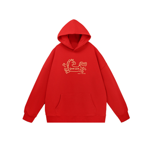 PCMY一马当先2026秋冬季新年重磅红色卫衣男女马年本命年衣服外套