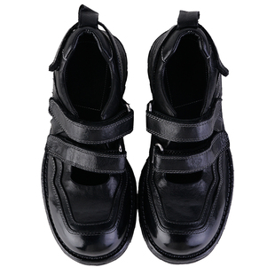 GLAS设计师原创 2025早春新款 热摔马皮厚底魔术贴双带玛丽珍单鞋