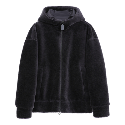 美利奴纯羊毛颗粒羊羔绒连帽夹克