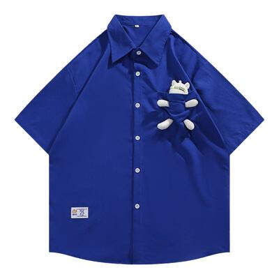 BOYUE帛跃尖领短袖潮公仔衬衫