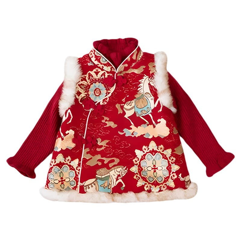 new idea女童宝宝中国风唐装汉服旗袍裙连衣裙卫衣裙春节拜年服