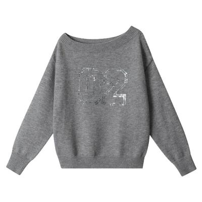 无人在意斜领露肩短款毛衣百搭